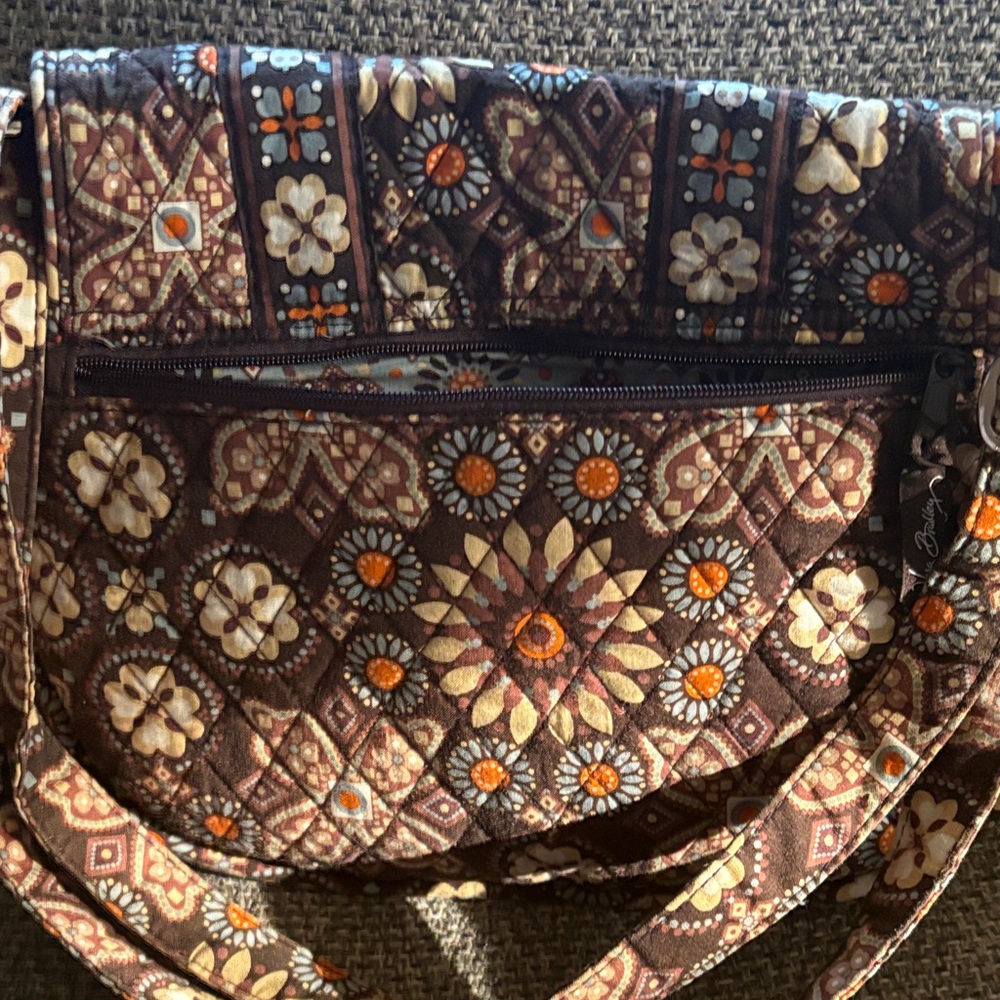 Vera Bradley Floral Patterned Brown Crossbody Bag - Picture 6 of 7